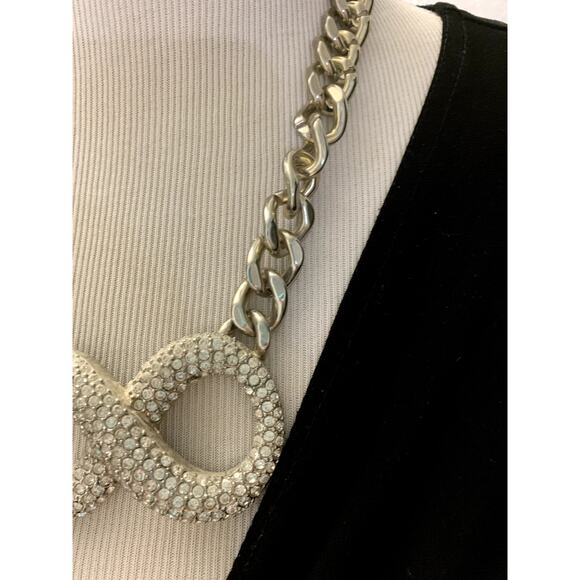 Vintage Chunky Bold Rhinestone Chain Link Infinity Necklace - Picture 4 of 7